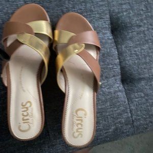 Brown & Gold Sam Edelman Wedge